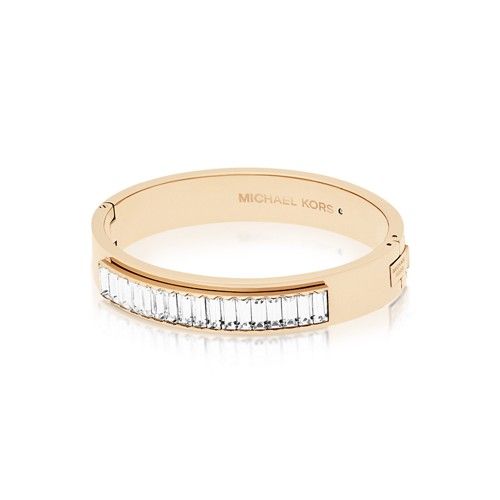 Michael-Kors Brilliance Gold-Tone And Crystal Hinged Bangle Bracelet Mkj6230710 Jewelry - MKJ6230710-WSI | Watch Station