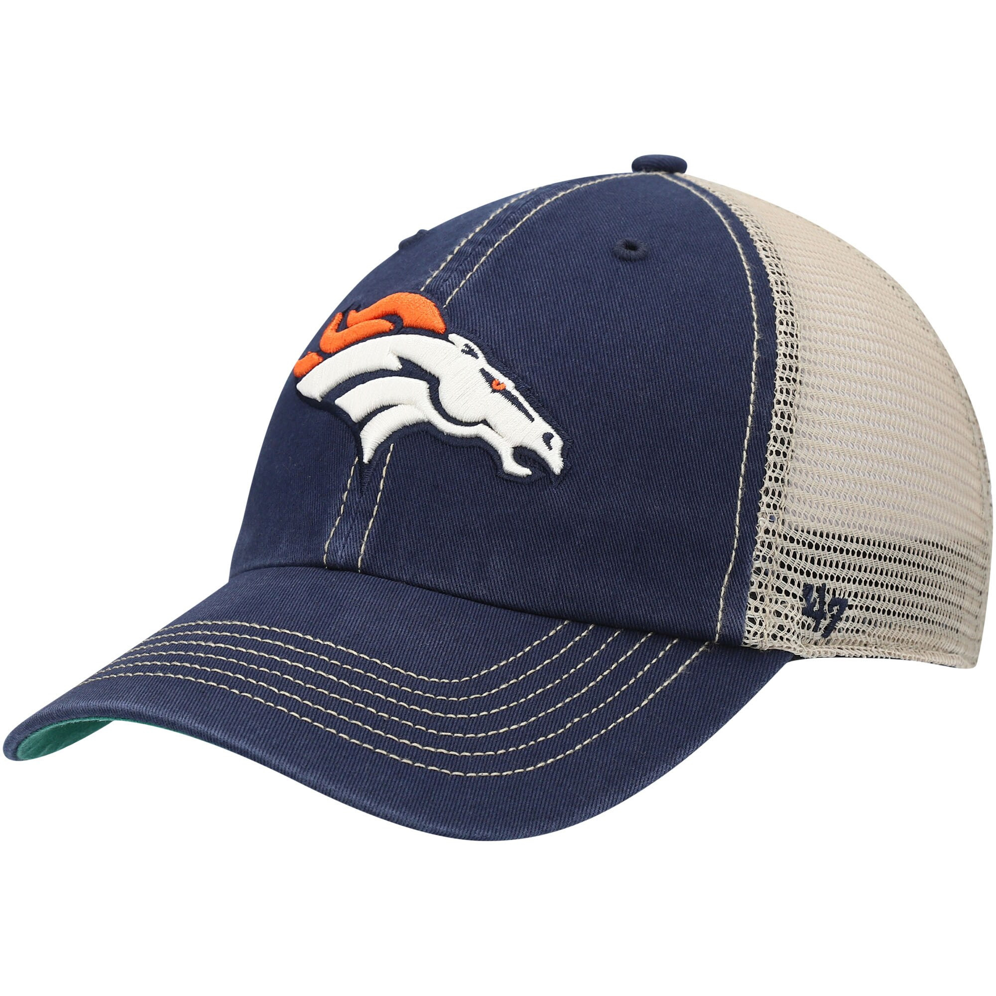 Men's Denver Broncos '47 Navy/Natural Trawler Trucker Clean Up Snapback Hat | NFL Shop