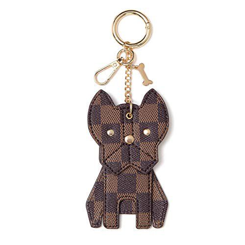 Daisy Rose Dog Key Chain Decoration for bags with clasp - Key FOB Ring - PU Vegan Leather (Brown) | Walmart (US)