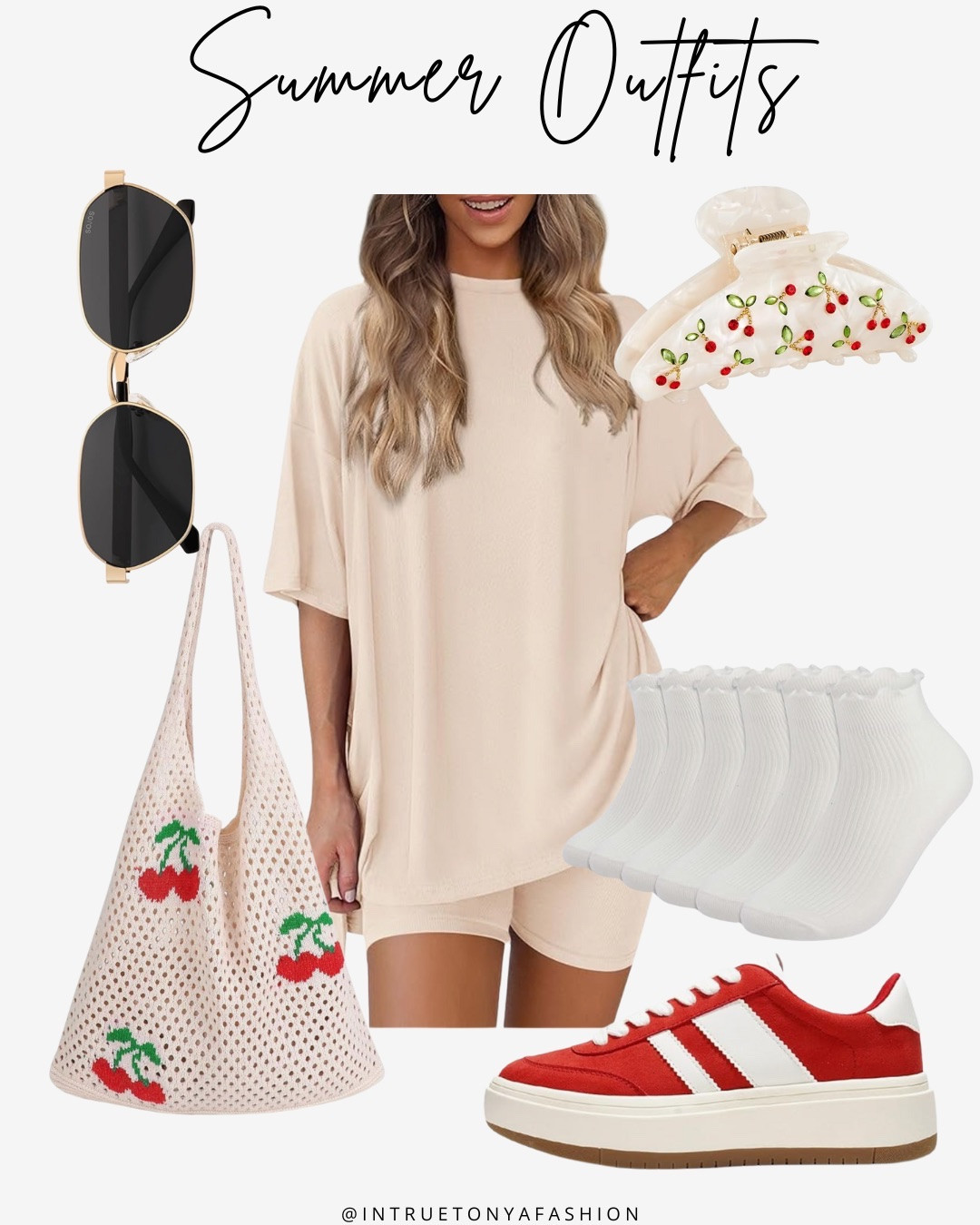 Summer outfit idea — Beige matching set, red sneakers, frilly socks, hair clip and cherry tote bag







Amazon outfits every outfit inspo, outfit ideas, casual outfits amazon, amazon outfits every day, spring outfits 2026, summer outfits

#LTKootd #LTKSaleAlert #LTKPetite