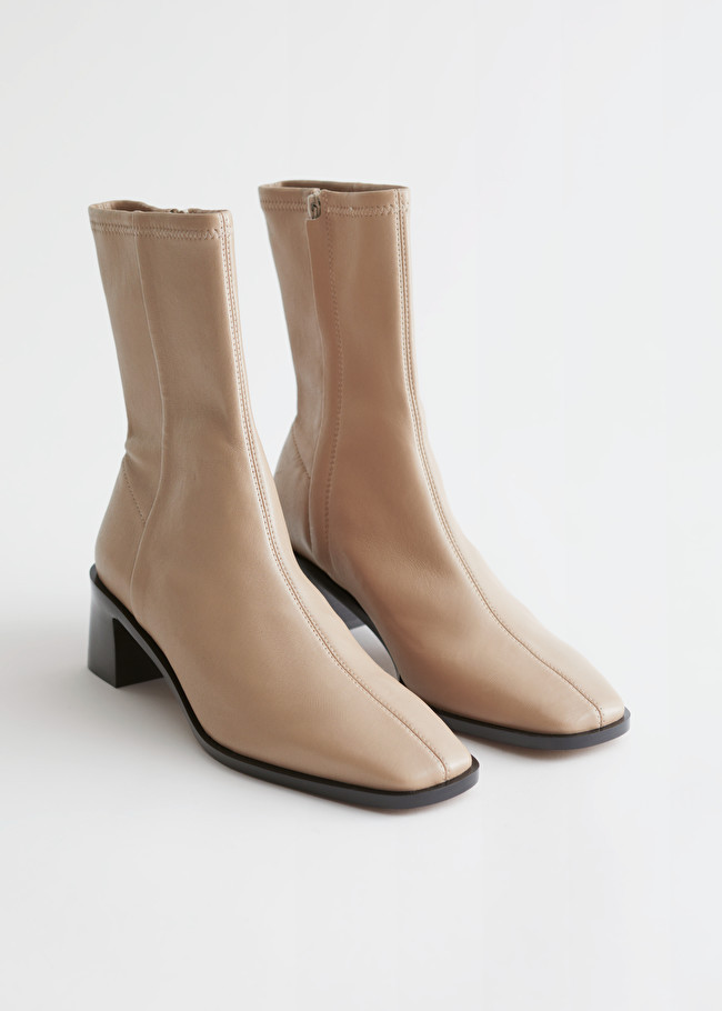 Squared Toe Leather Sock Boots | & Other Stories (EU + UK)