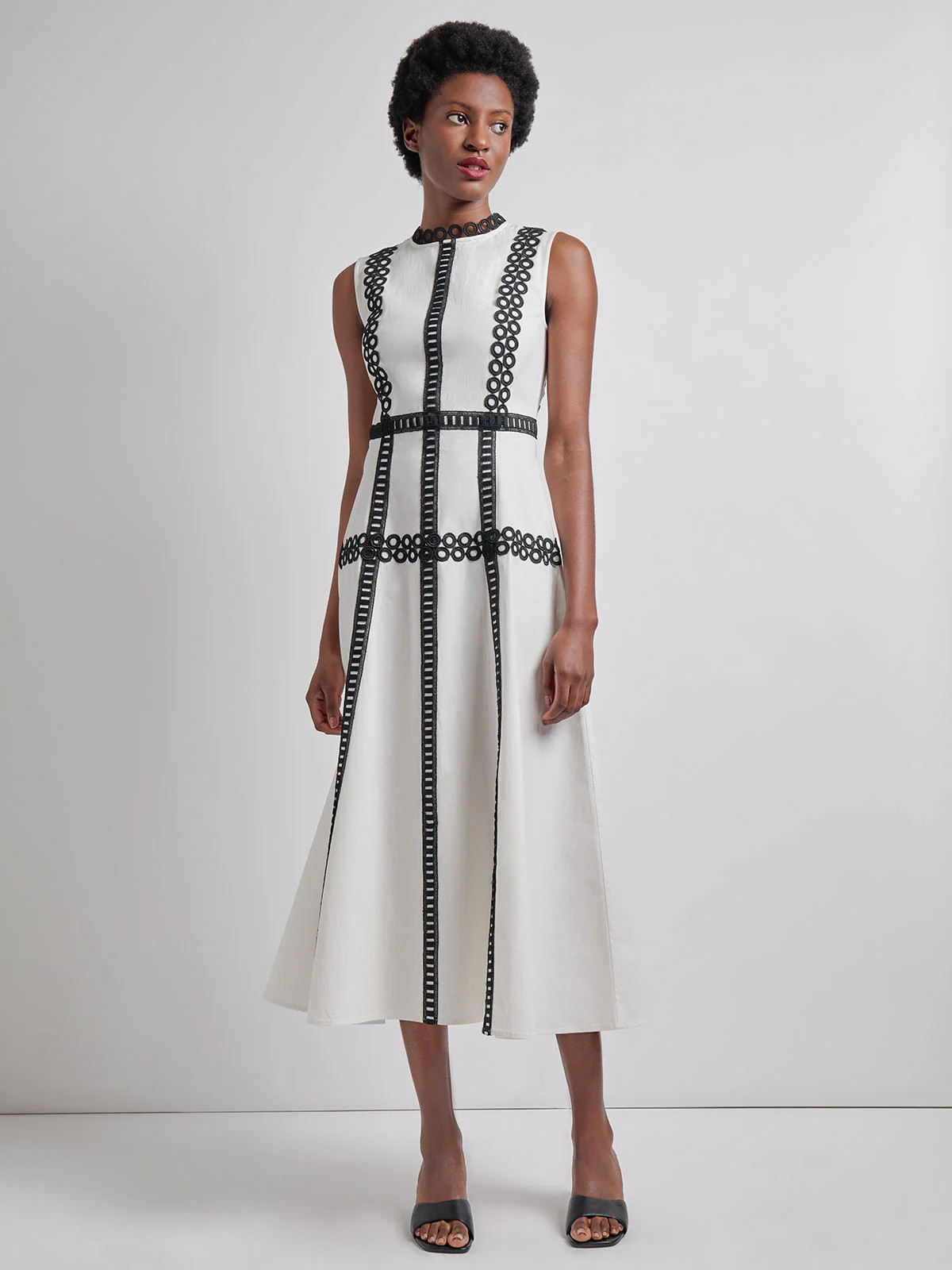 Fit & Flare Cotton Eyelet Trim Maxi Dress - Modern Fit | Misook