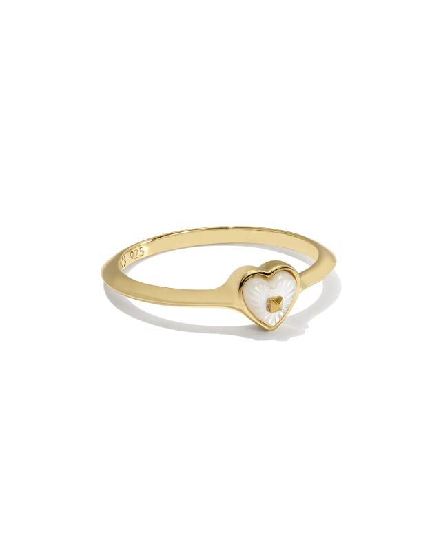 Adalynn 18k Gold Vermeil Heart Band Ring in Ivory Mother-of-Pearl | Kendra Scott