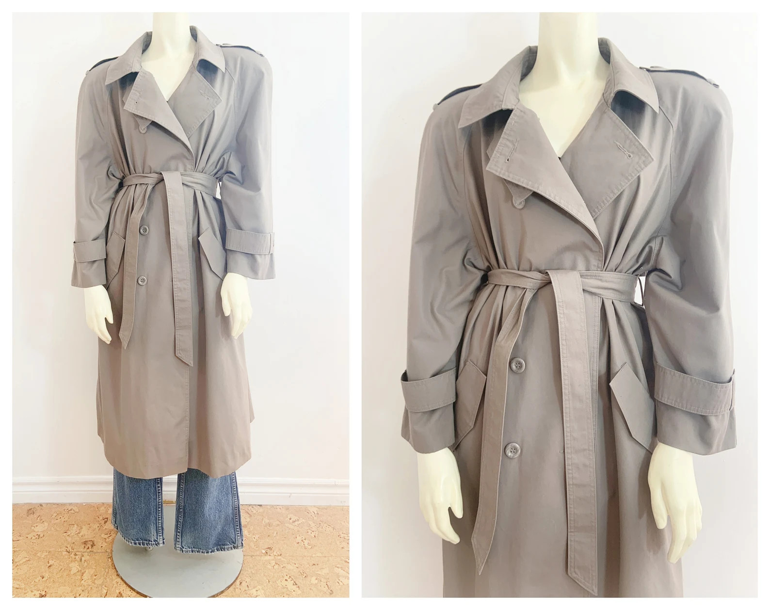 Vintage TAUPE TRENCH COAT / Size Small  Medium | Etsy | Etsy (US)