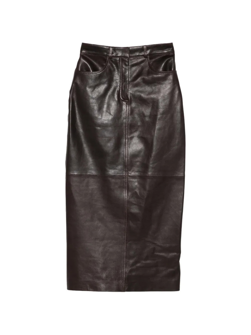 Nour Hammour Ghalia pocket pencil midi skirt - Brown | Farfetch Global