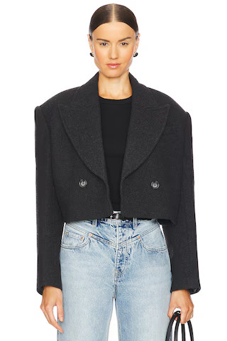 GRLFRND x Emily Gemma The Short Coat in Dark Grey from Revolve.com | Revolve Clothing (Global)