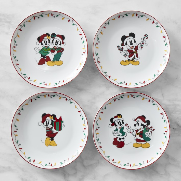Disney Mickey Mouse and Minnie Mouse™ Holiday Plates, Set of 4 | Williams-Sonoma