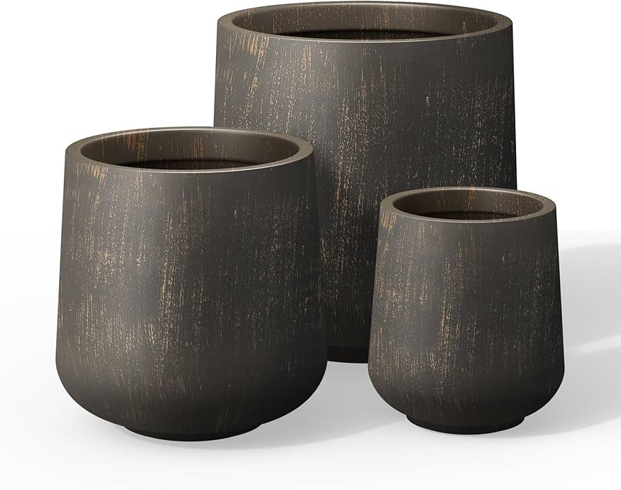 Kante 15.3"+11.6"+8.2" Dia Round Concrete Planter, Large Outdoor Indoor Planter Pots Containers w... | Amazon (US)