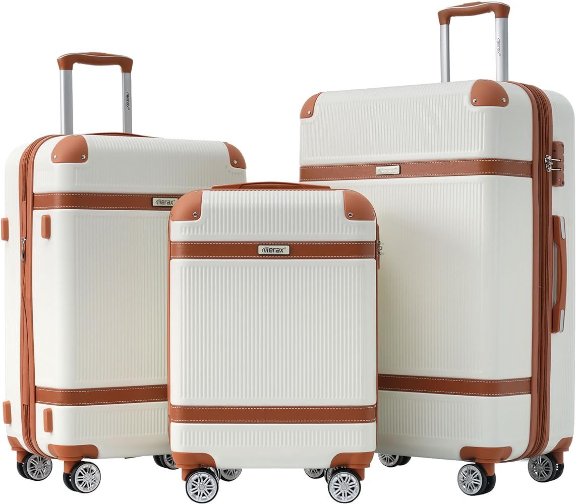 Merax 3 Piece Luggage Set With 8 Spinner Wheels, Collision-Protection Angle, TSA Lock, Expandable... | Amazon (US)
