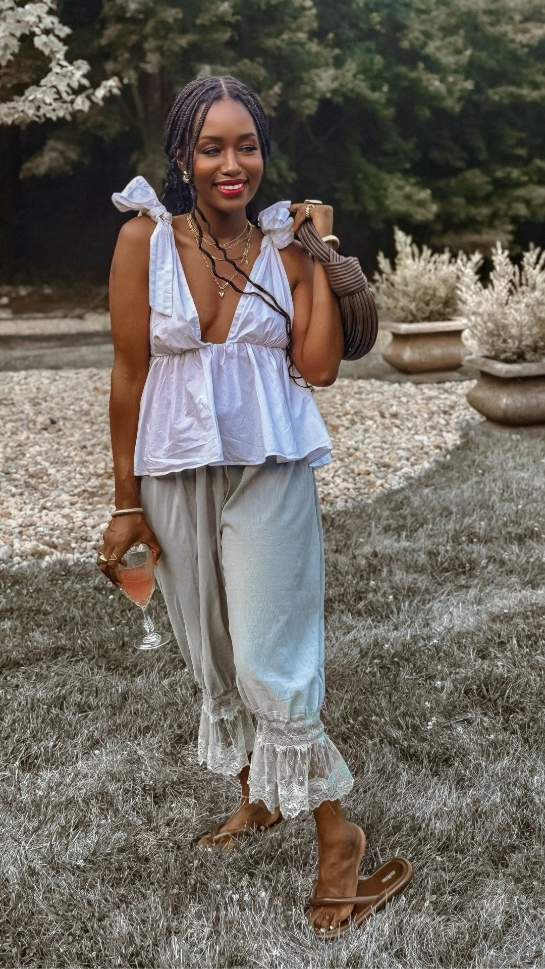Serving vintage garden party energy, but make it petite mom style.
Wearing a Zara bow-tie peplum top (so flattering if you’re short-waisted) paired with these dreamy Shein bloomer pants. I’m 5’2 and wearing size XS in both pieces. Styled it all with comfy slides and dainty layered jewelry for that effortless, barefoot-but-bougie vibe.

#petitemomstyle #fashionover40 #zarastyle #sheinfashion #summeroutfitinspo #romanticstyle #bohochic #petitefashionfinds #elevatedcasual

#LTKOver40 #LTKFindsUnder100