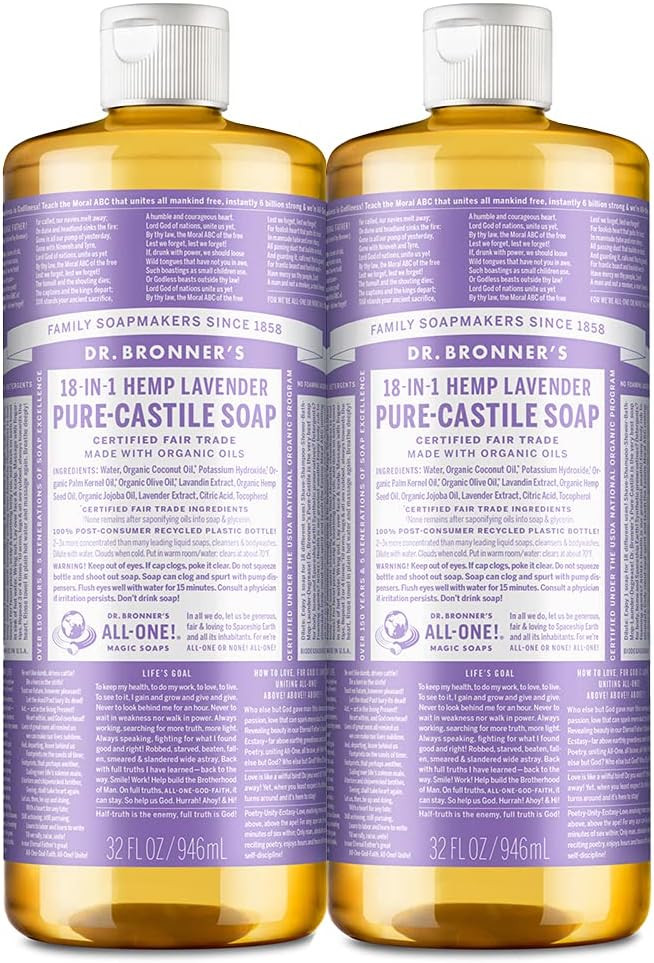 Dr. Bronner’s - Pure-Castile Liquid Soap (Lavender, 946 mL, 2-Pack) - Made with Organic Oils, 1... | Amazon (CA)