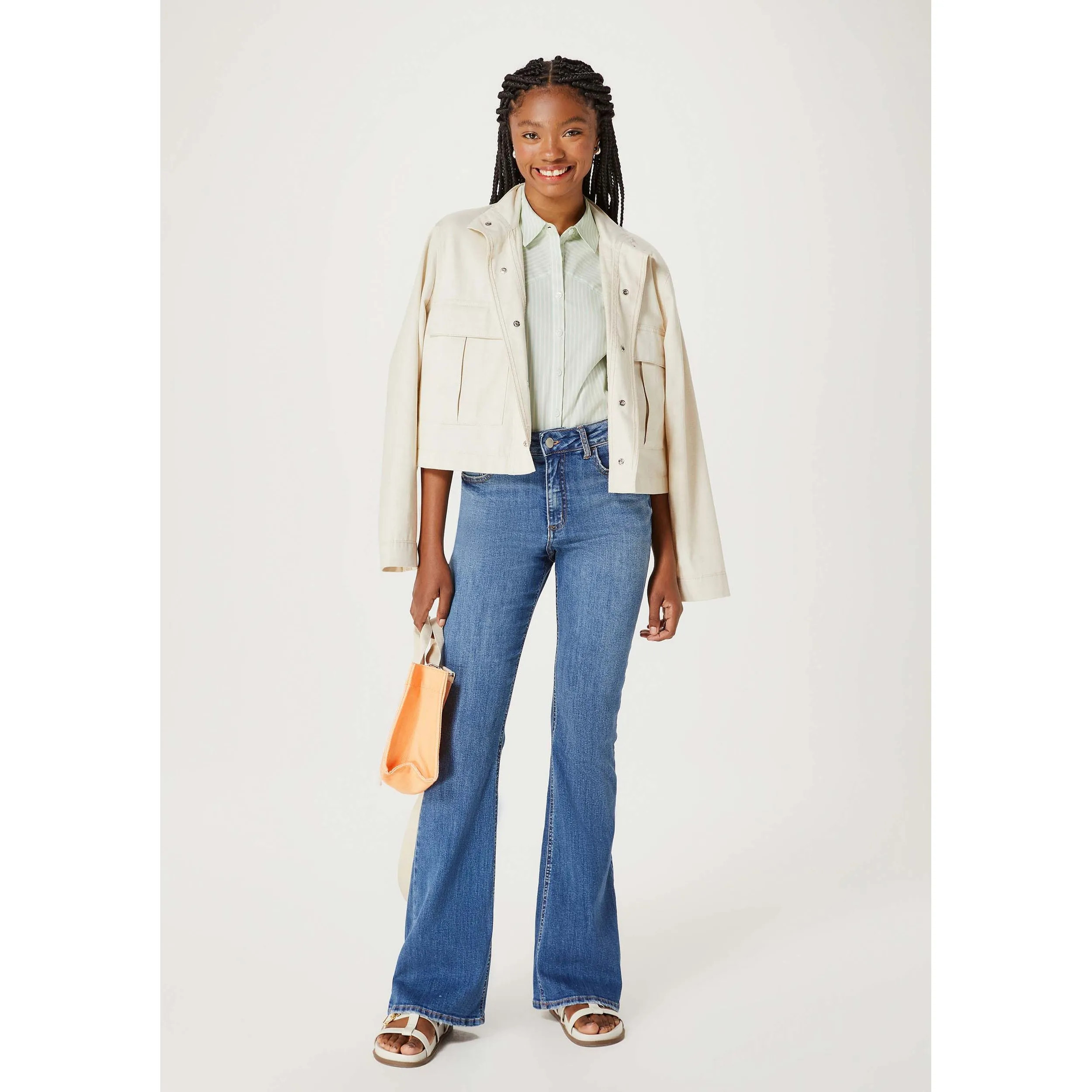 Calça Jeans Feminina Flare Cintura Média Com Elastano - Azul | Hering (BR)