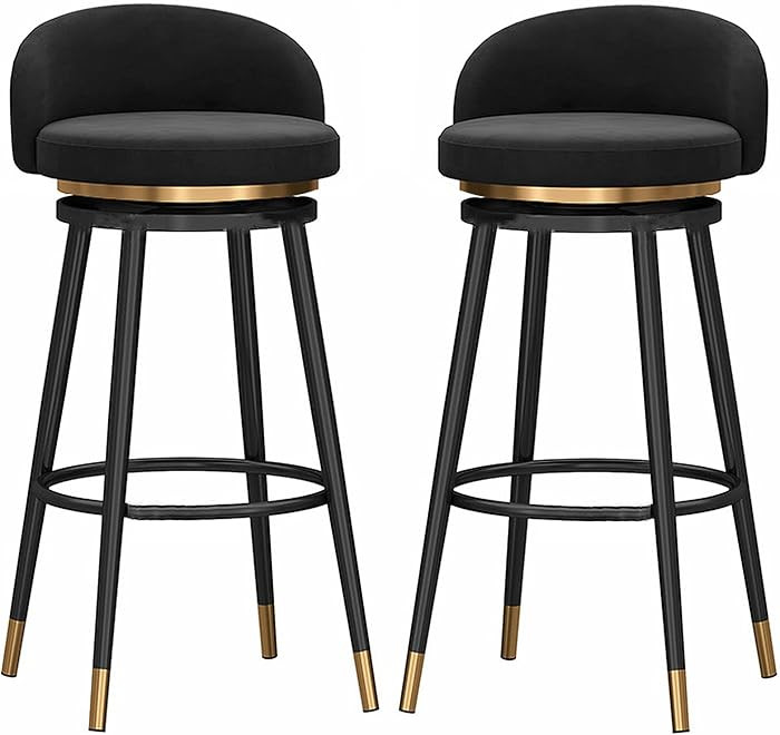 Round Bar Stools Set of 2, 65/75cm Height Bar Chairs 360° Swivel Counter Height Stools with Velv... | Amazon (US)