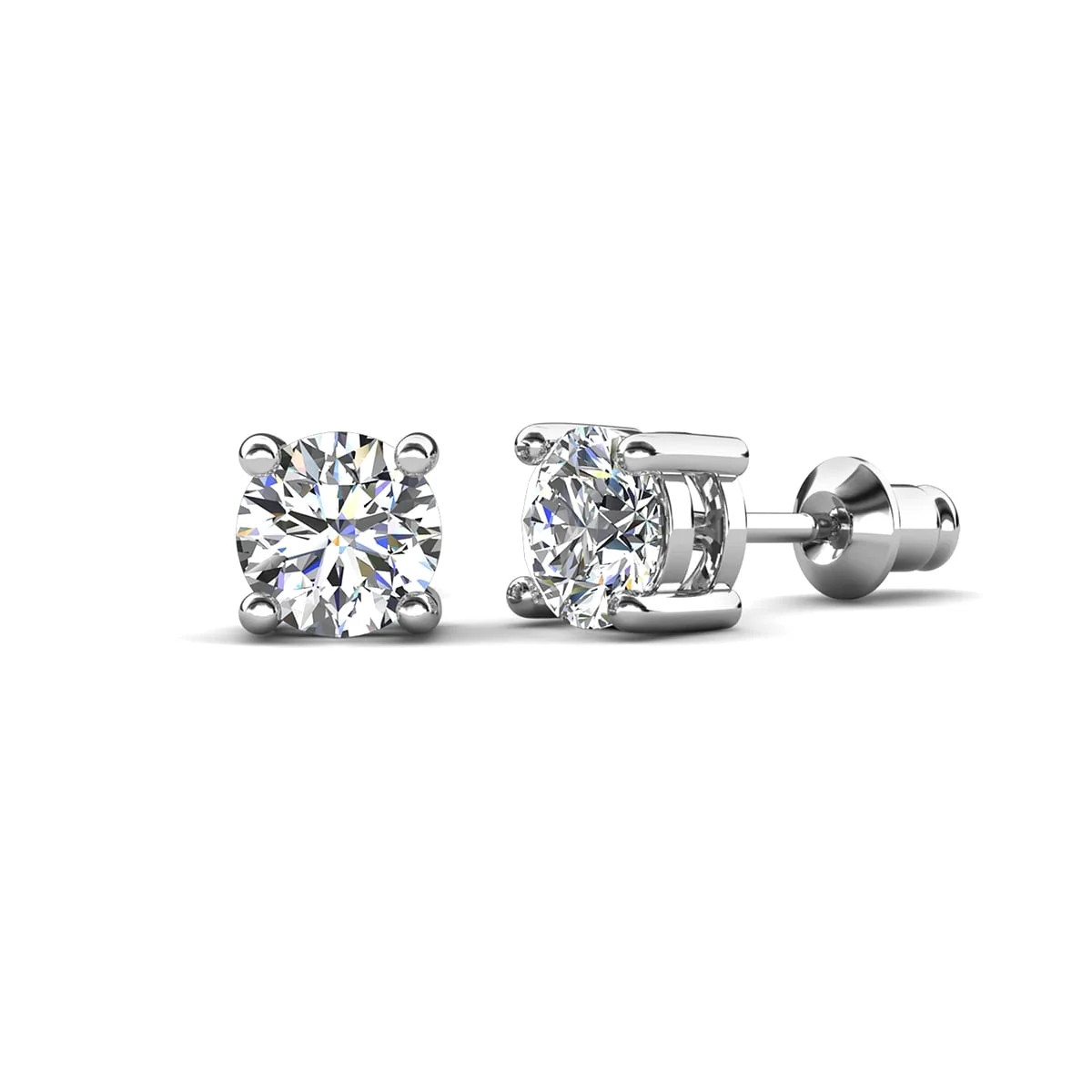 Cate & Chloe Mia 18k White Gold Plated Stud Earrings with 4ct Simulated Diamonds Gift for Women | Walmart (US)