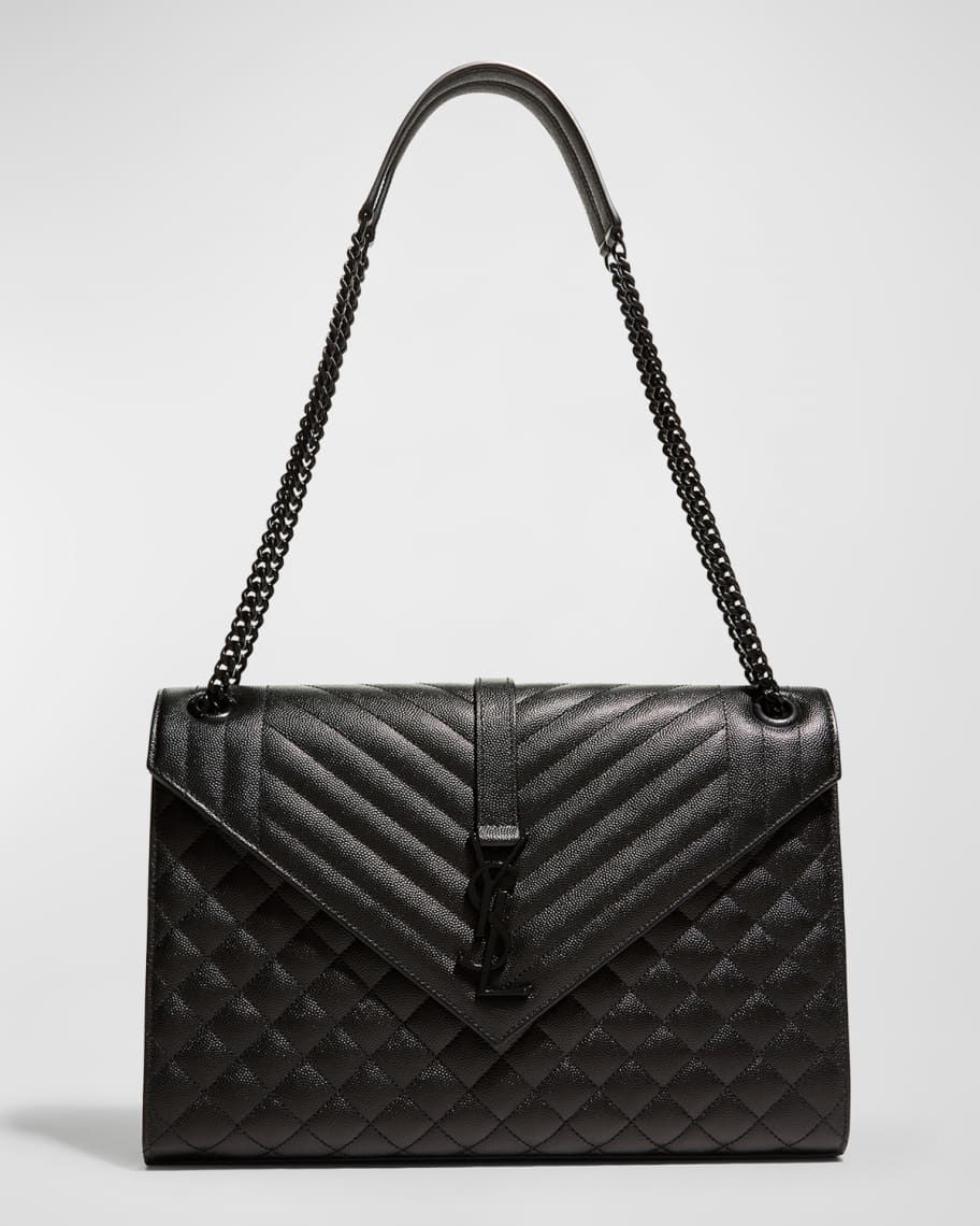 Envelope Triquilt Large YSL Shoulder Bag in Grained Leather | Neiman Marcus