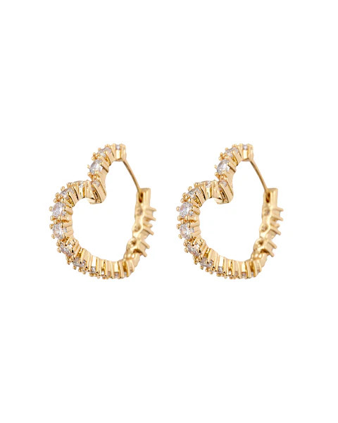 Diamond Heart Bijoux Hoops- Gold | Luv Aj