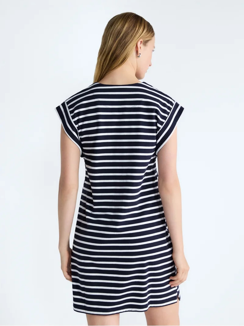 Free Assembly Women's Lace Up Cotton Mini Dress, Sizes XS-XXL | Walmart (US)