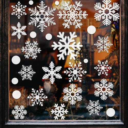 321pcs Christmas Window Decals - 9 Sheets of Snowflakes, Winter & Holiday Designs for Glass Windows | Amazon (US)