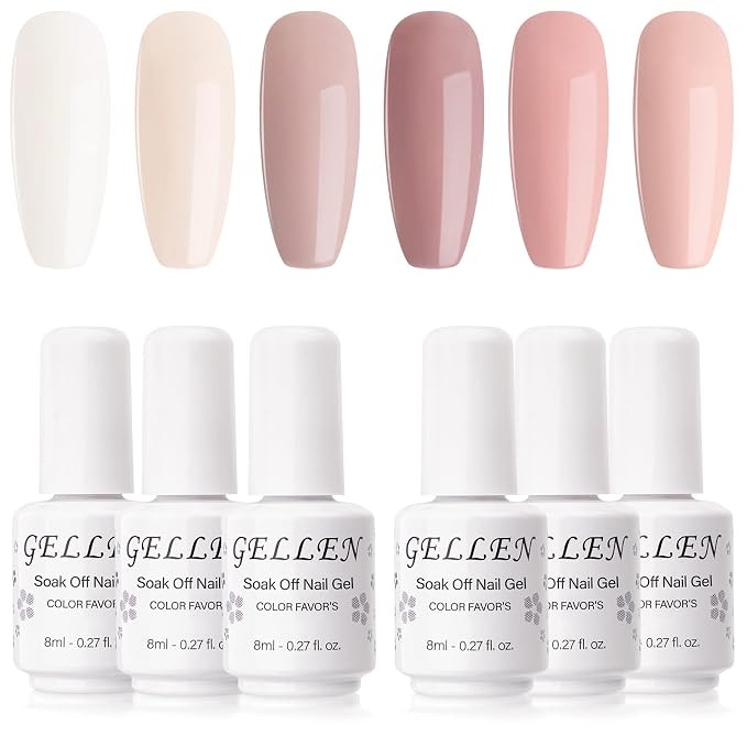 Gellen Gel Nail Polish Kit- Gentle Nudes Series Nude Neutrals 6 Colors, Warm Pastels Beige Pink S... | Amazon (US)
