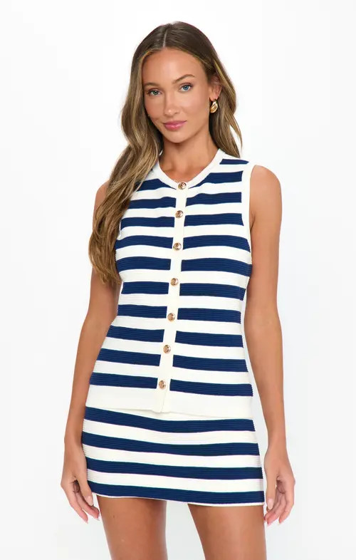 Show Me Your Mumu Devin Tank in Navy Stripe Delight Knit at Nordstrom, Size Small | Nordstrom