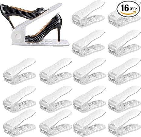 YIHATA Shoe Slots Organizer, Adjustable Shoe Stacker Storage Space Saver, Double Deck Shoe Rack H... | Amazon (US)