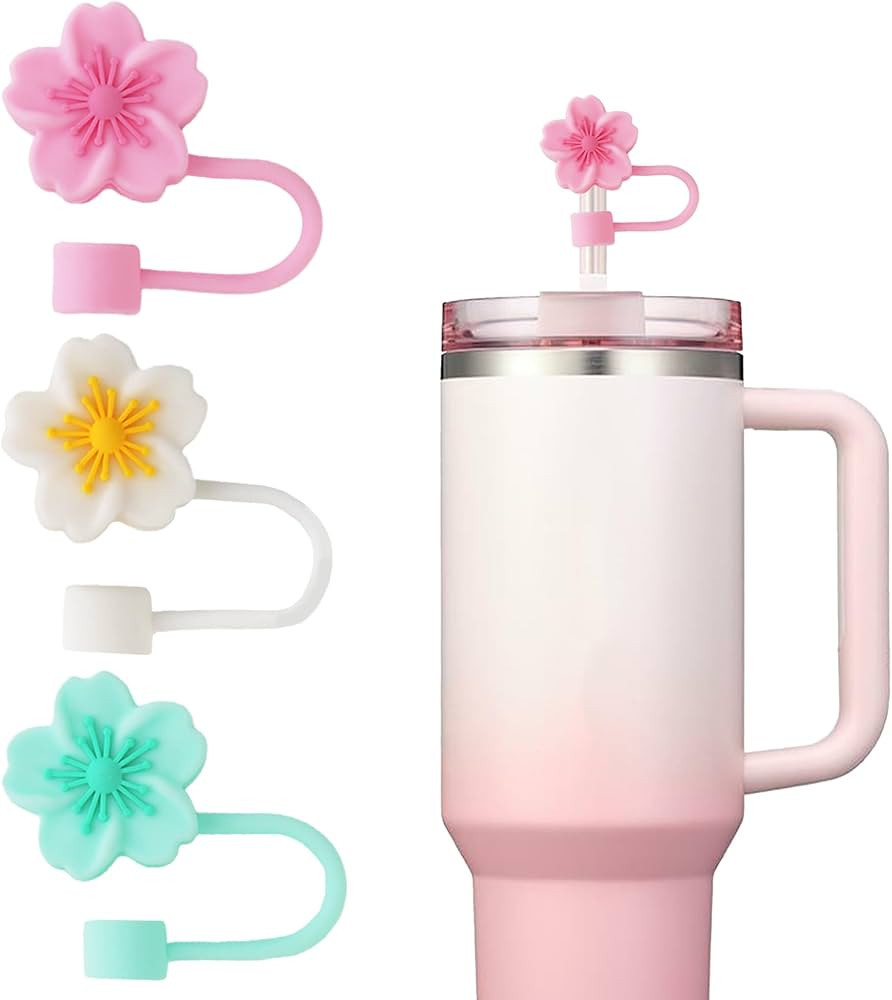 Flower Straw Covers, 0.4 Inch (10mm) Silicone Straw Toppers Compatible with Stanley 30 40 oz Tumb... | Amazon (US)