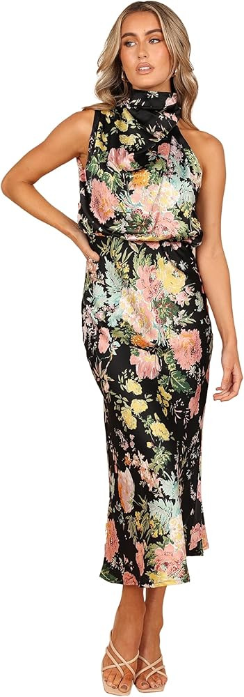Petal & Pup Women's Anabelle Halter Neck Midi Dress | Amazon (US)