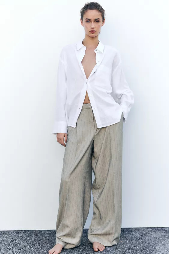 OVERSIZED LINEN BLEND SHIRT | Zara US