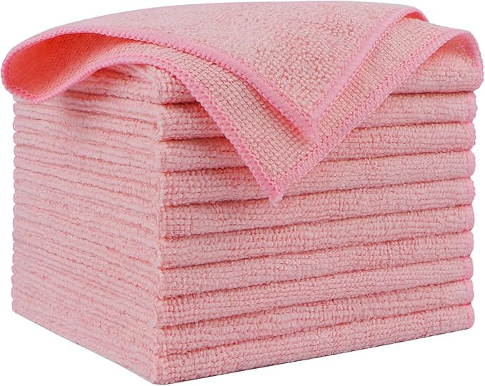 AIDEA Microfiber Cleaning Cloth Pink 10PK, Microfiber Towels for Cars, Premium Car Cloths, Dustin... | Amazon (US)
