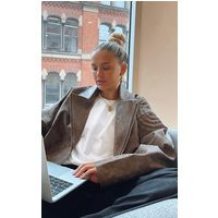 Brown Oversized Faux Leather Distressed Look Biker Jacket | PrettyLittleThing US