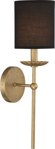 Meridian M90079TG Vintage Farmhouse Black Linen Fabric Wall Sconce, 1-Light 60 Watt, 19" H x 5" W... | Amazon (US)