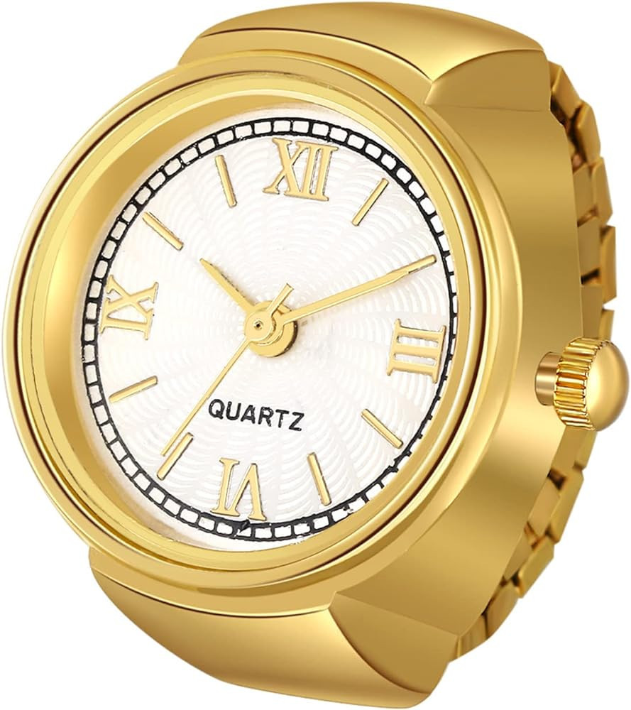 JewelryWe Men Women Finger Watch Stretchy Band Elastic Round Simple Dial Quartz Ring Watches for ... | Amazon (US)