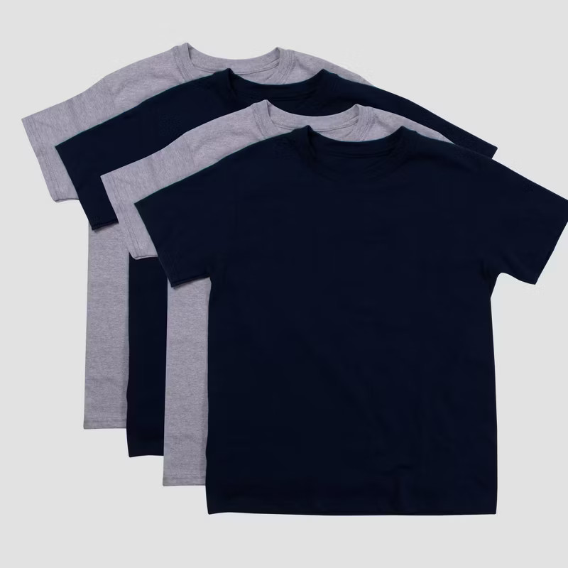Hanes Boys' 4pk Crew Neck T-Undershirt - Gray/Navy | Target