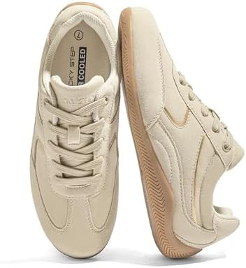 LUCKY STEP Women's Retro Casual Fashion Sneakers Classic Tennis Thin Sole Low Top Lightweight Run... | Amazon (US)