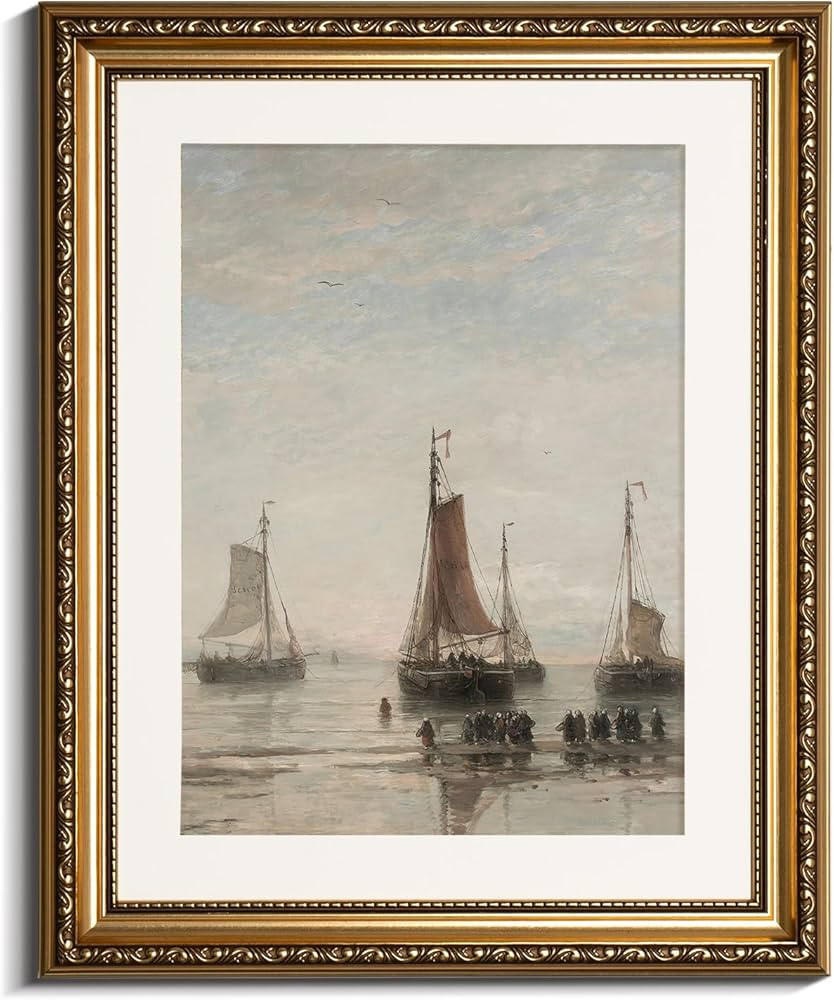 InSimSea Retro Gold Framed Wall Art, Home Room Classical Ocean Sailboat Vintage Wall Decor, Canva... | Amazon (US)