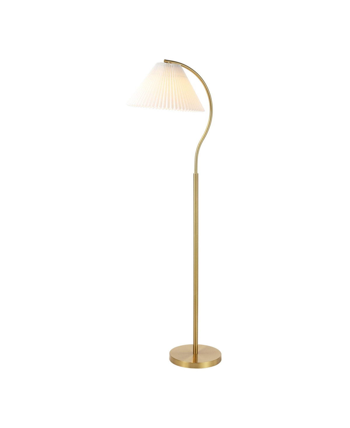 Jonathan Y Devon 60.5" Modern Glam Metal Arc Led Floor Lamp with Pleated Shade, Brass Gold/White - Brass gold | Macy's