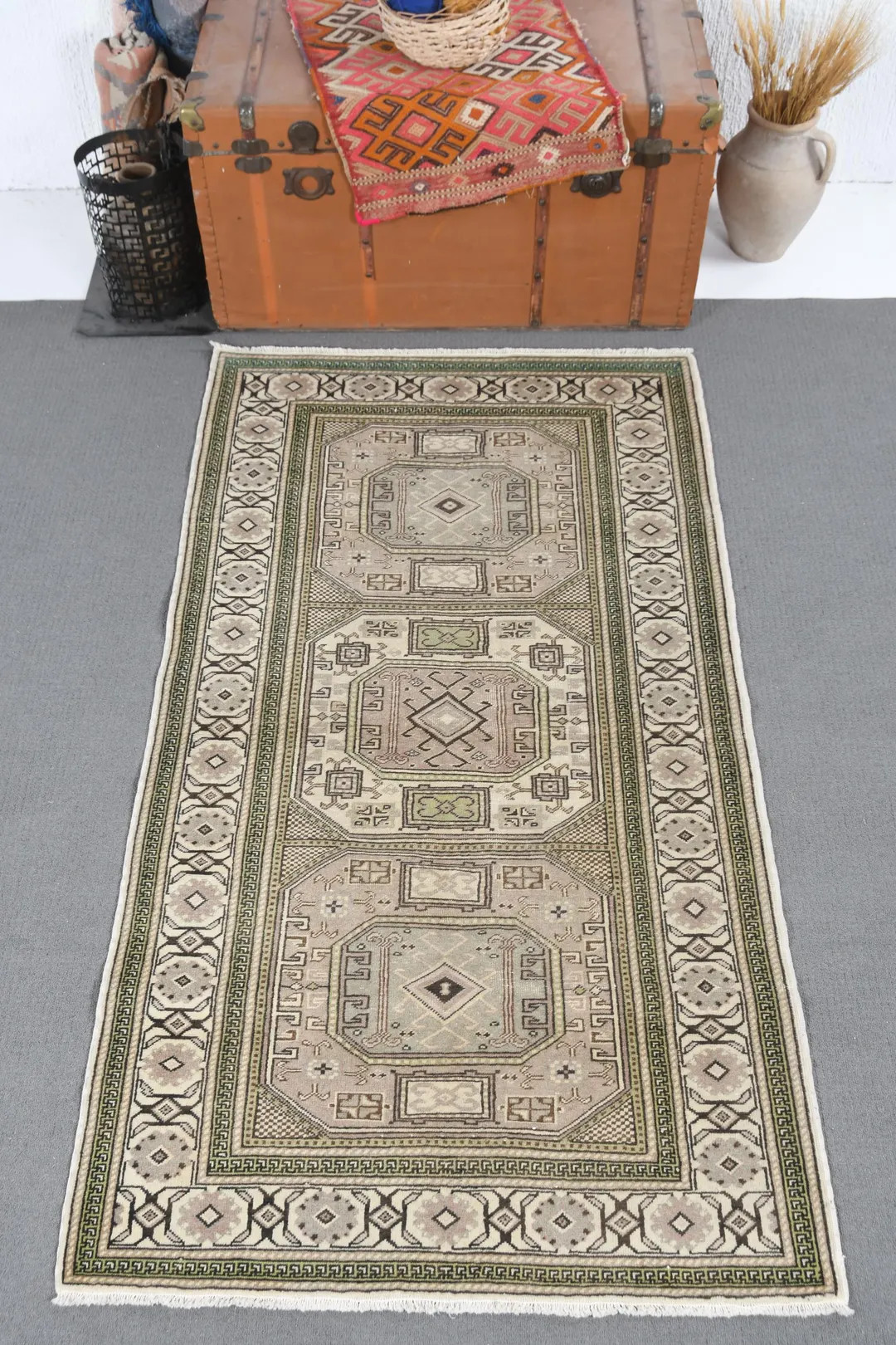 Vintage Luxury Rug, Green Wool Kayseri Rug, 3.3x6 Ft Turkish Rug, Decorative Kitchen Rug - Etsy | Etsy (US)