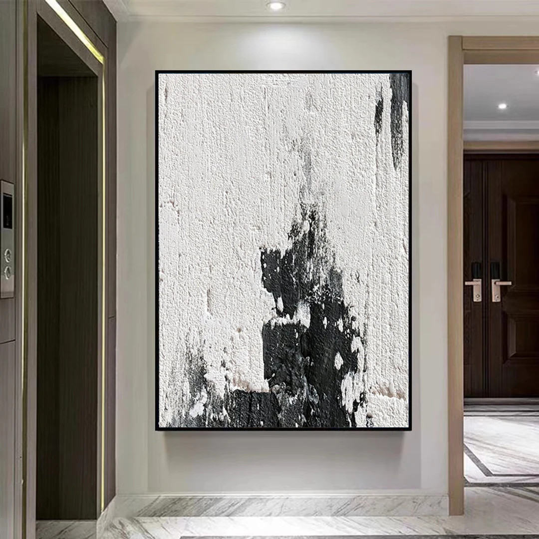 Large Abstract Wall Art Black and White Texture Painting 3D - Etsy | Etsy (US)