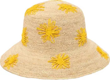 San Diego Hat Sol Embroidered Raffia Bucket Hat | Nordstrom | Nordstrom