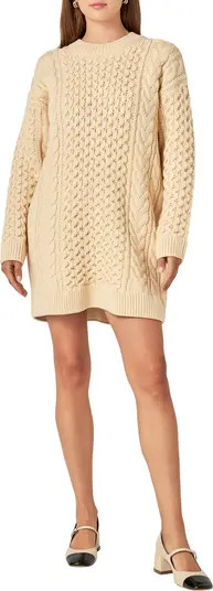 English Factory Cable Stitch Long Sleeve Sweater Dress | Nordstrom | Nordstrom