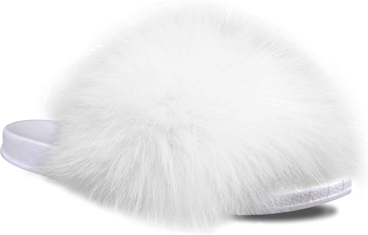 Faux Fur Slides for Women, Fuzzy Slippers Fluffy Sandals Furry House Shoes Indoor Outdoor | Amazon (US)