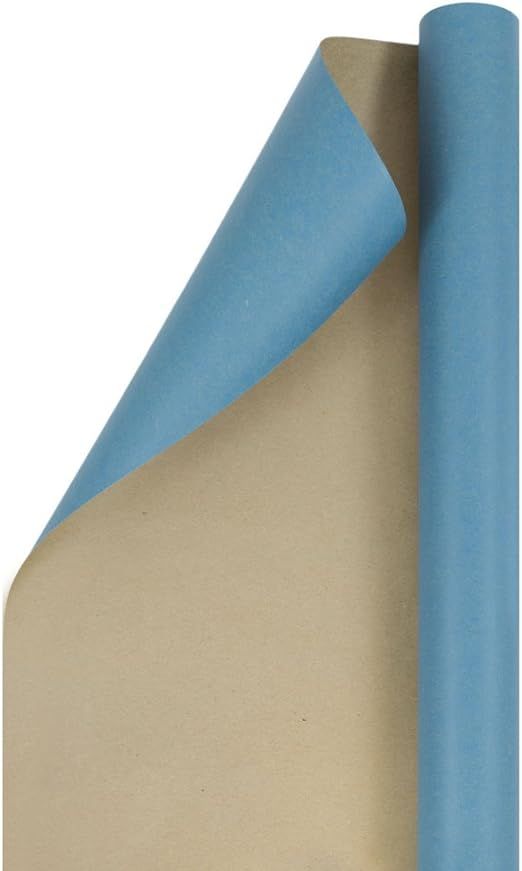 JAM Paper Gift Wrap - Kraft Wrapping Paper - 25 Sq Ft - Blue Kraft Paper - Roll Sold Individually | Amazon (US)