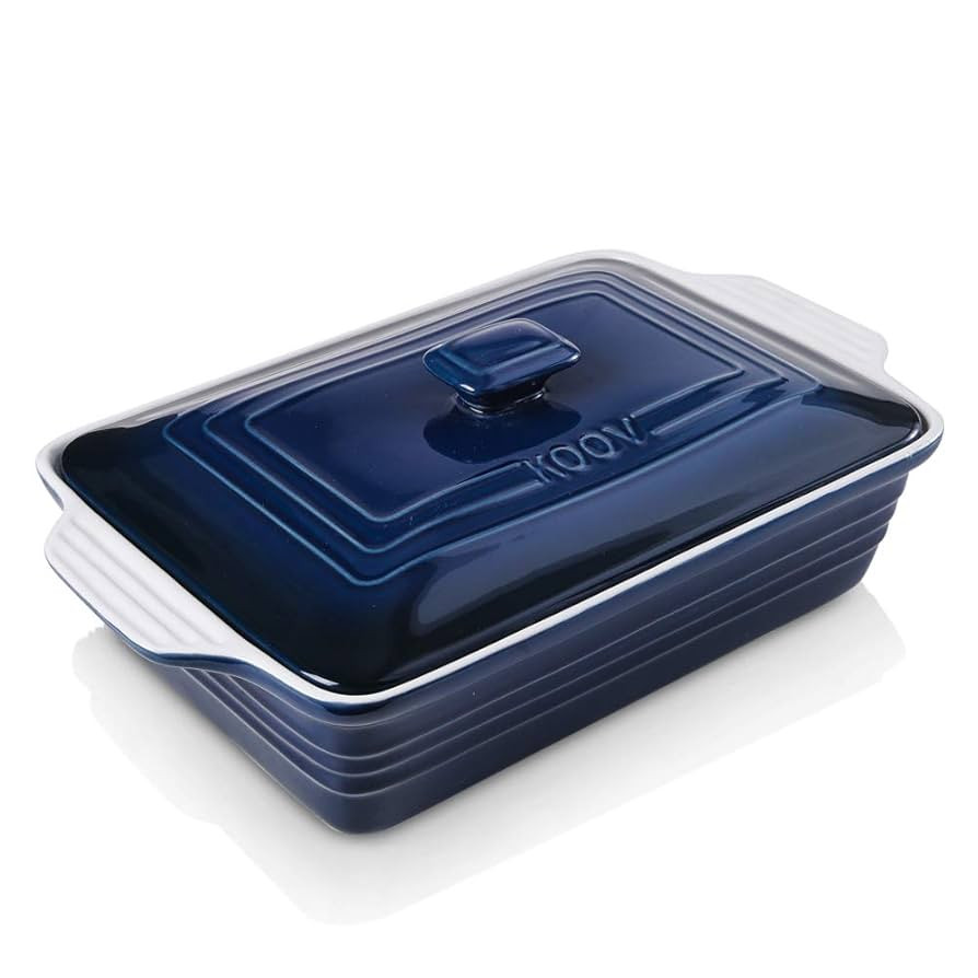Ceramic Casserole Dish With Lid, Covered Rectangular Set, Lasagna Pan for Cooking, Baking Dish fo... | Amazon (US)