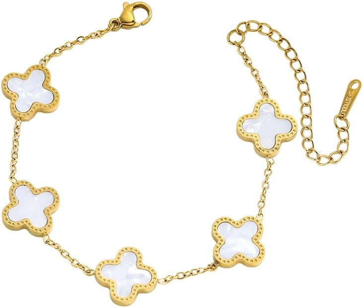 SILANER Gold Bracelets for Women, 18K Gold Plated Clover Bracelet for Women Lucky Four Leaf Link ... | Amazon (US)