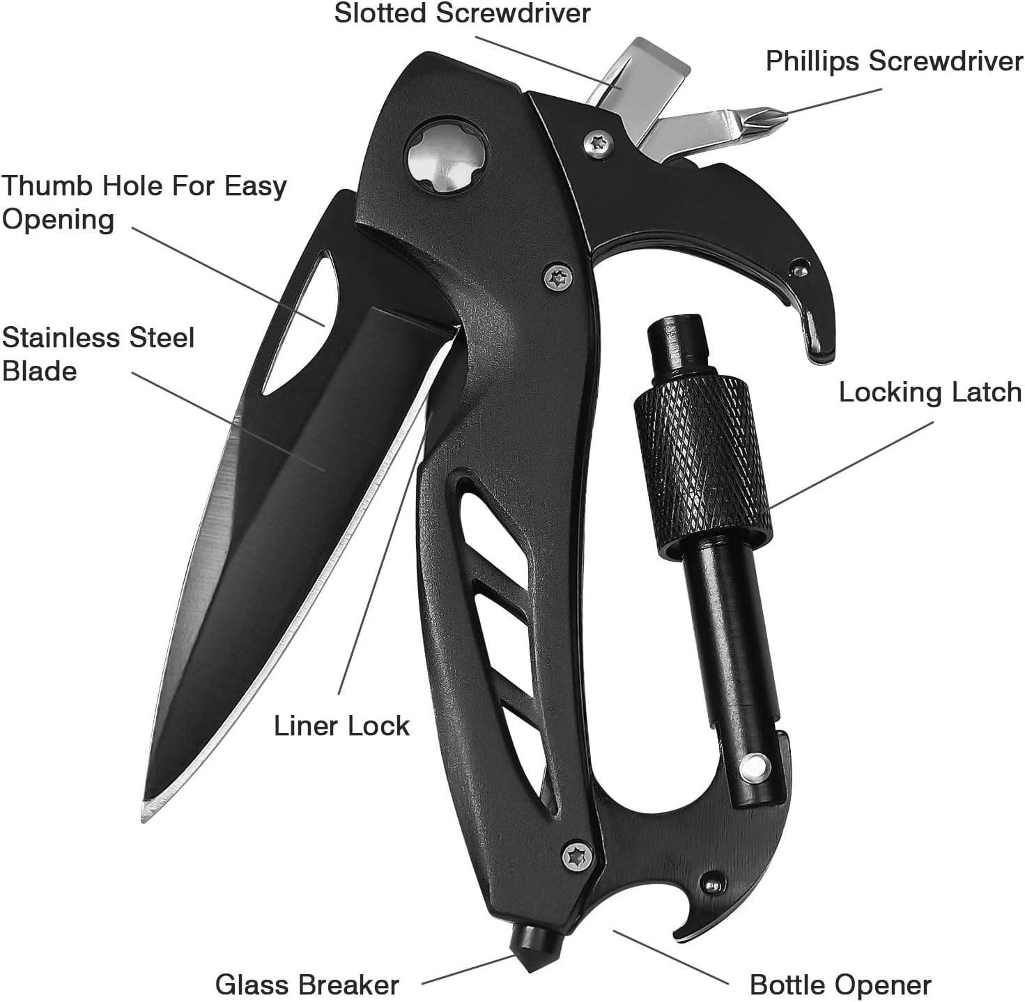 Multitool Carabiner with Pocket Knife, Stocking Stuffers Gifts for Men, EDC Carabiners with Foldi... | Amazon (US)