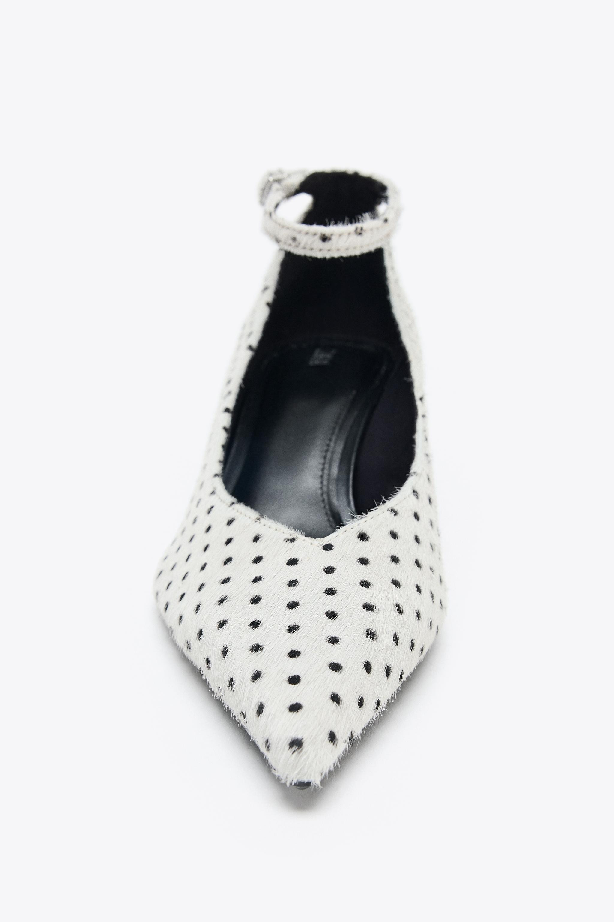 POLKA DOT LEATHER AND SHEEPSKIN HEELED SHOES | Zara UK