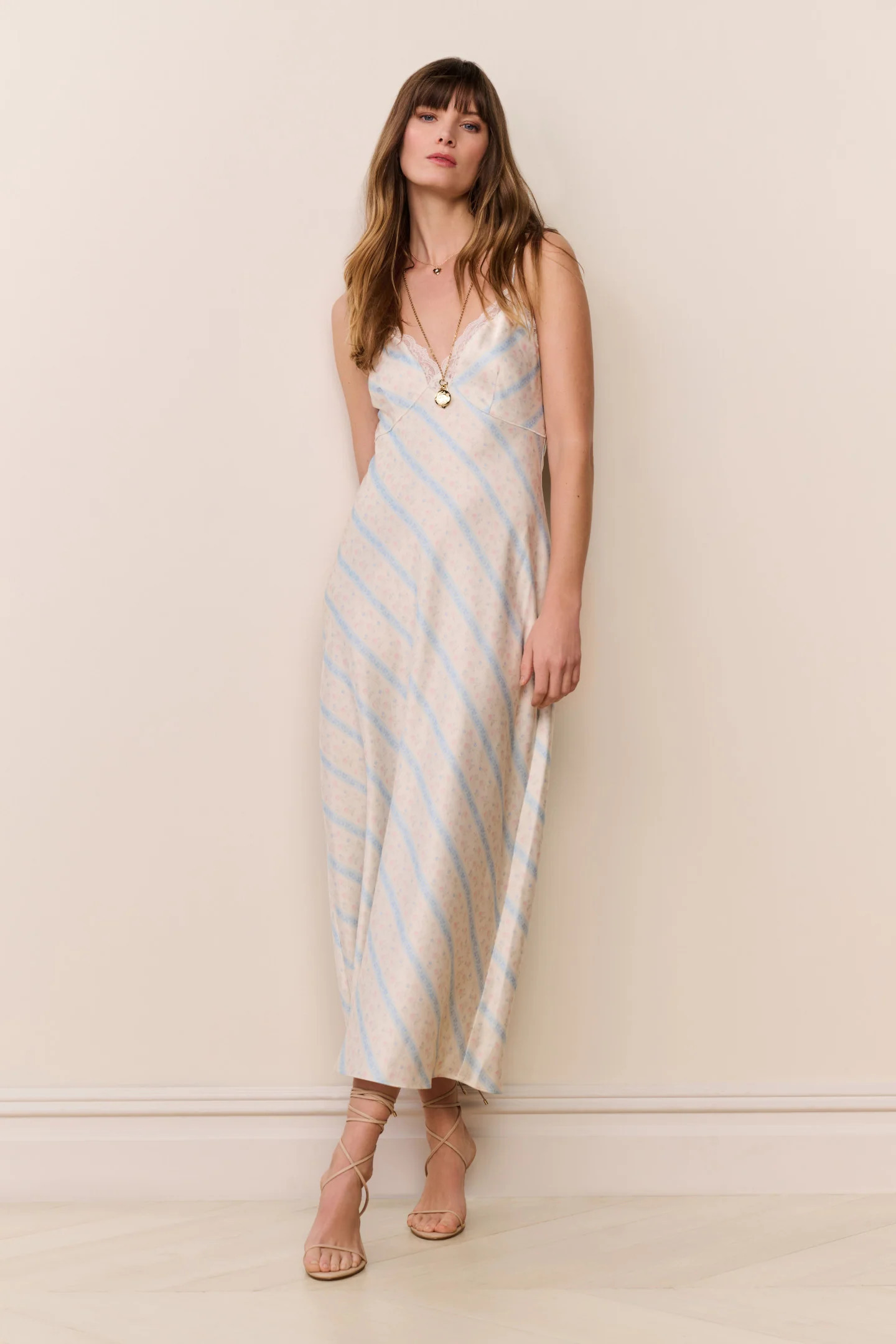 Manuela Floral Stripe Maxi Dress COTTON SKIES / M | LoveShackFancy
