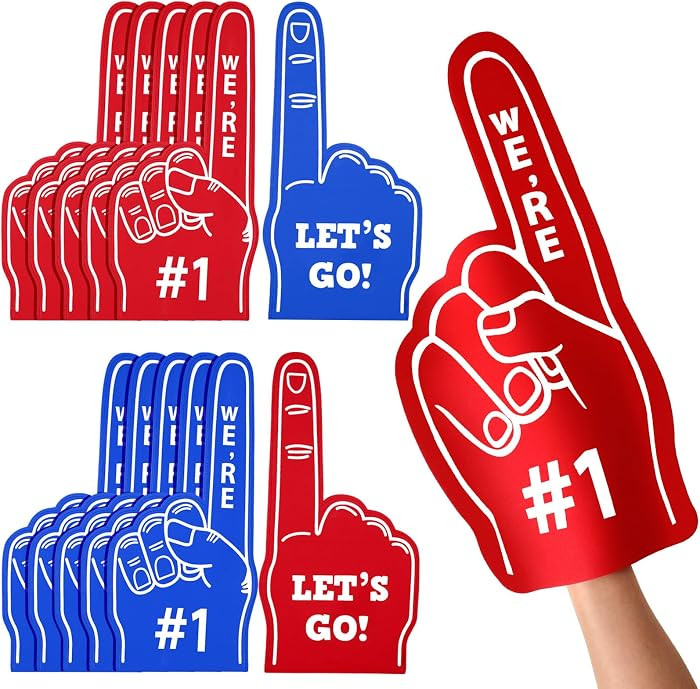 Wettarn Giant Foam Finger Bulk 18 Inch We're Number 1 Foam Hand Team Cheer Fan Finger for Sports ... | Amazon (US)