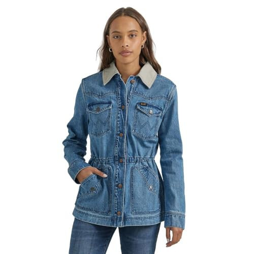 Women's Retro Denim Barn Coat (US, Alpha, X-Large, Regular, Regular, Blue) | Amazon (US)
