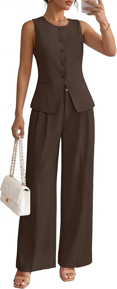 ZESICA Women's Summer 2 Piece Suits Sets Work Office Outfits | Amazon (US)